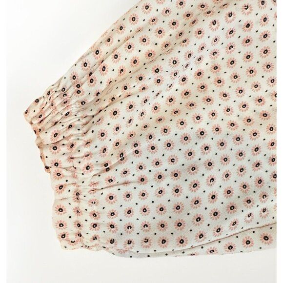 LOFT Round Neck Keyhole Back Pink Floral Pullover Blouse Top Womens Size Medium - Picture 7 of 9